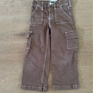 Girls Abercrombie brown high rise wide leg  cargo jeans size 5-6